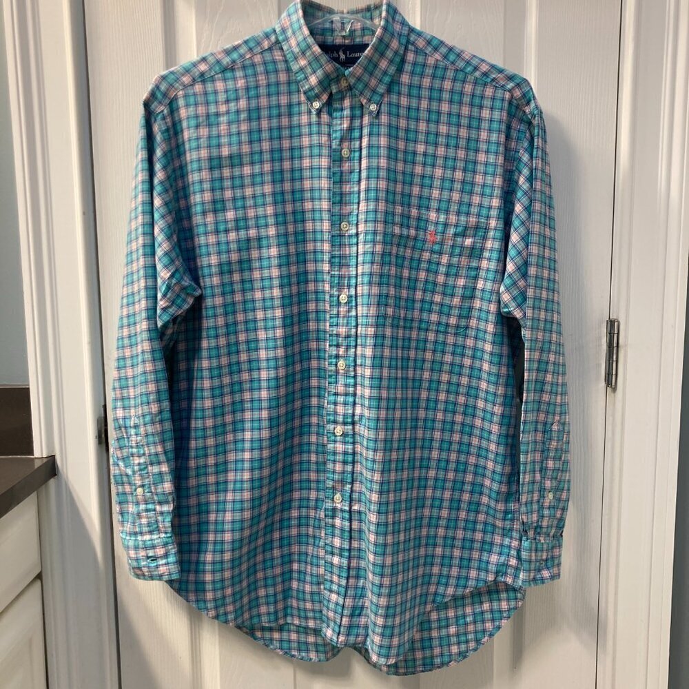 Ralph Lauren Blake Multicolored Plaid Long Sleeve Shirt Size Medium